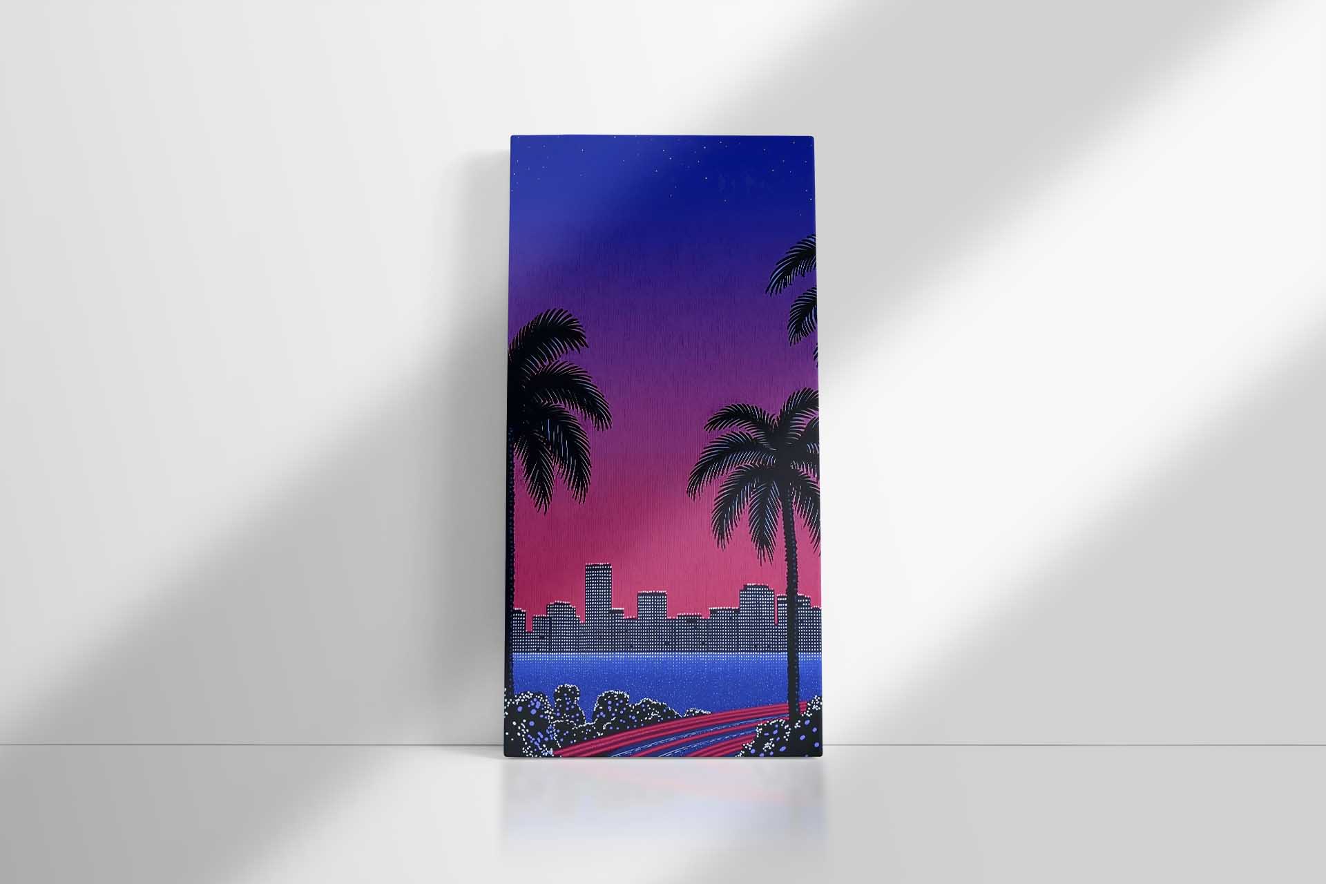 Retro Coastal City Sunset