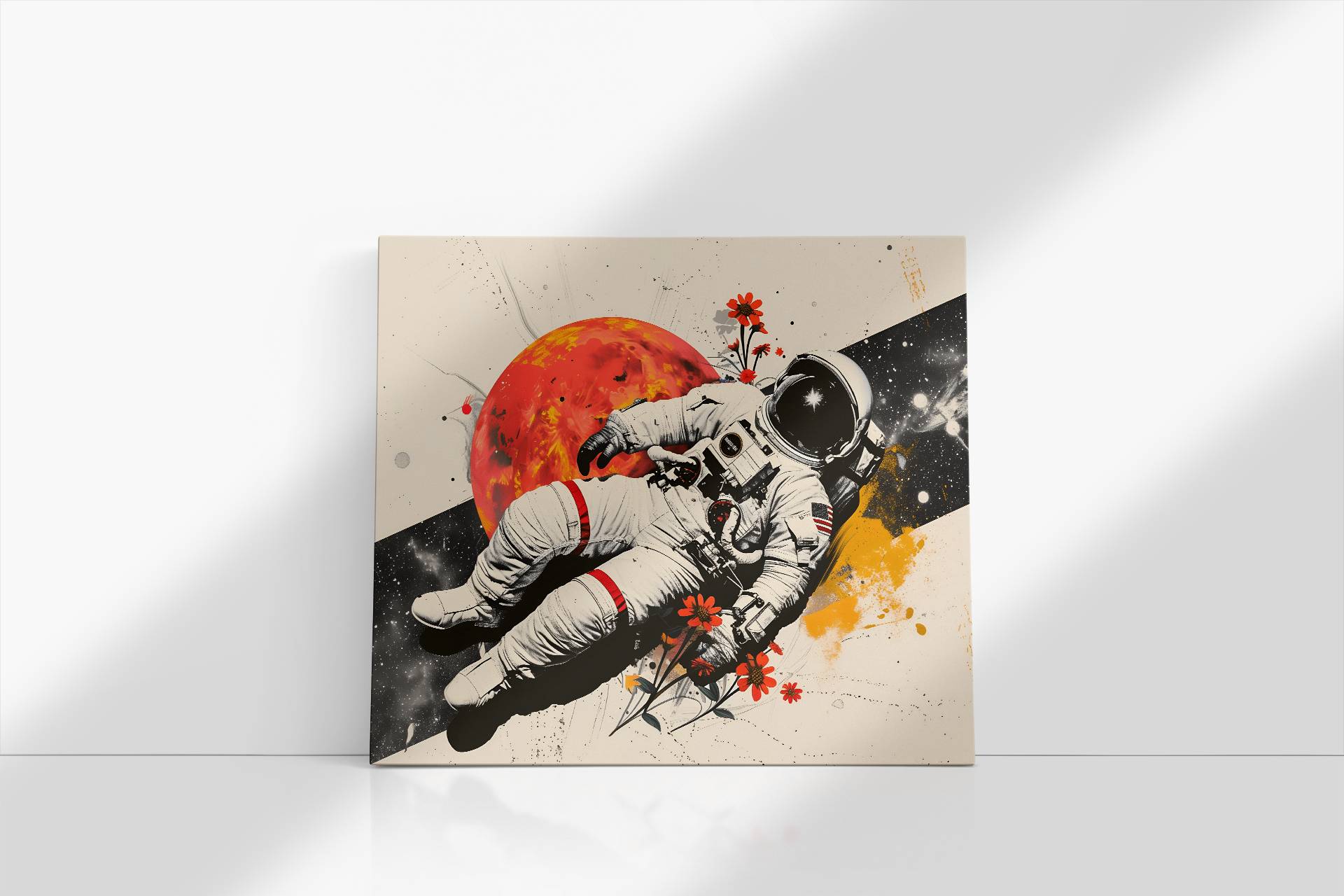 Vibrant Astronaut Floral Collage