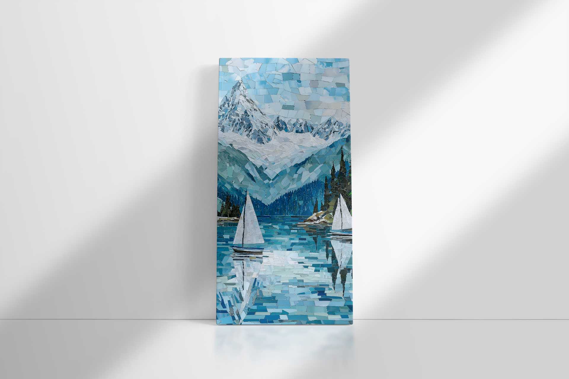 Mosaic Mountain Lake Scene