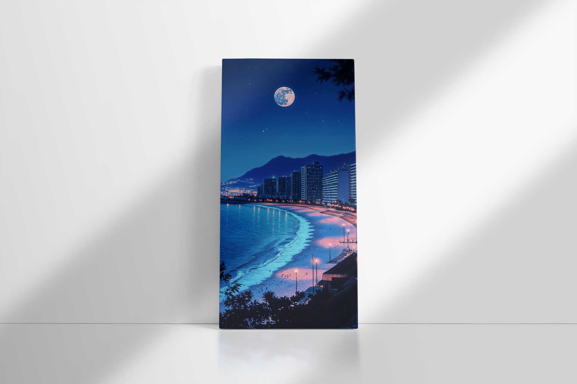 Neon Moonlit Beach Scene