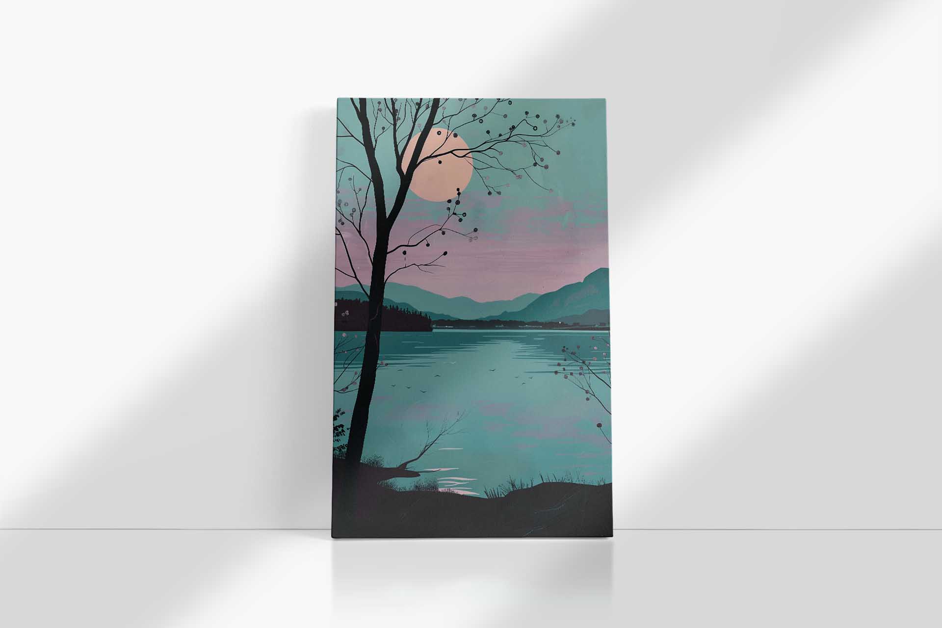 Serene Moonlit Lake Reflection