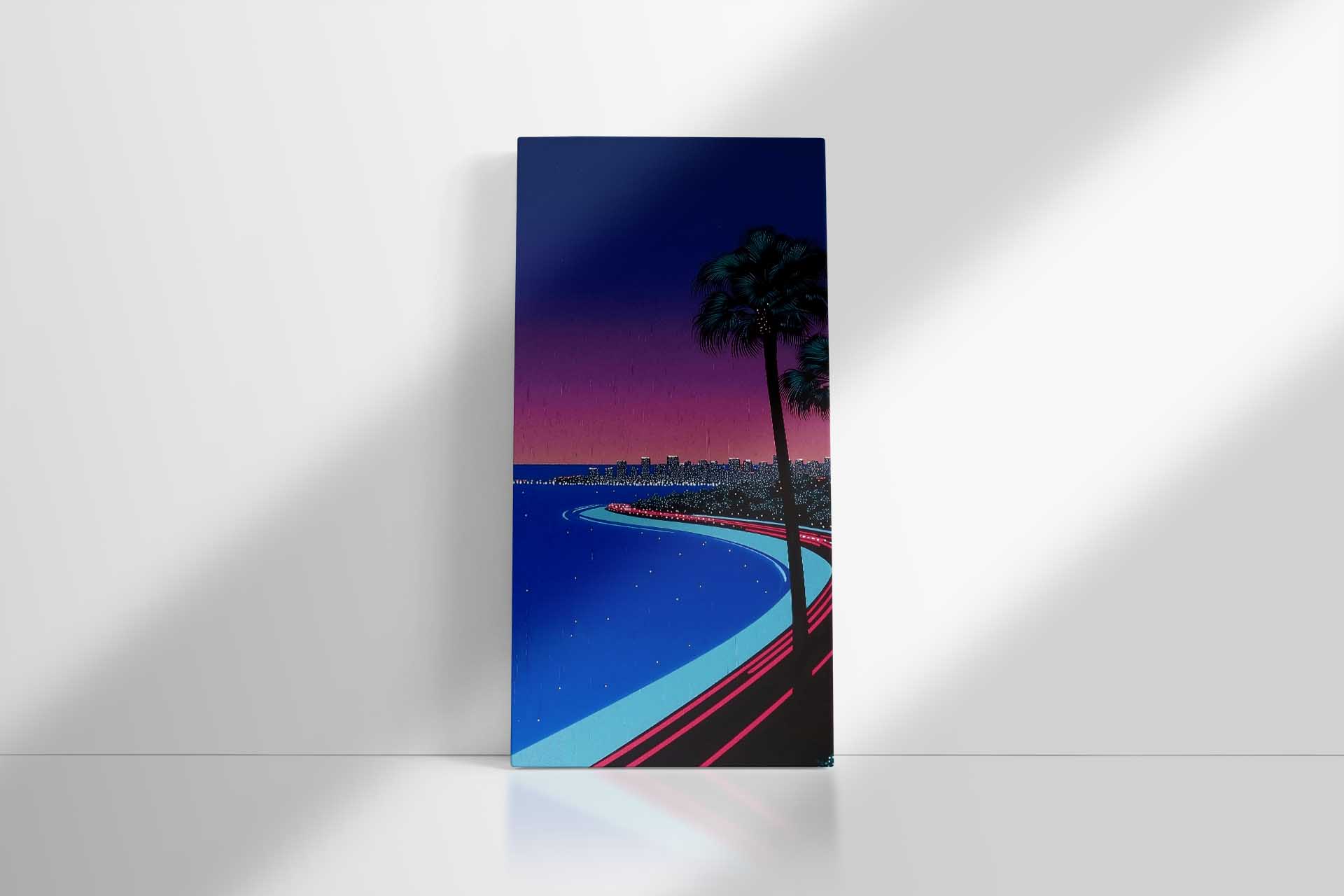 Retro Coastal Nightscape